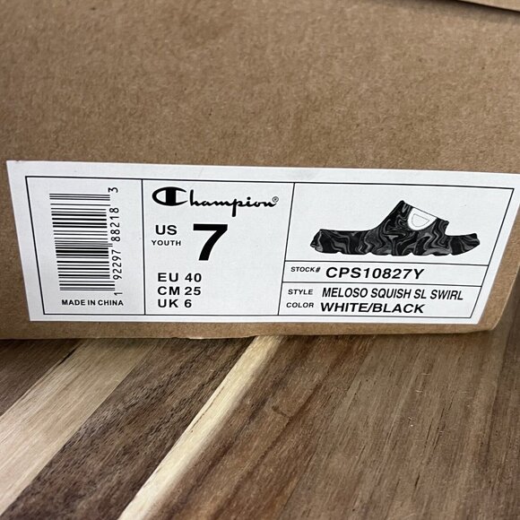 Champion Basketball Meloso Squish Swirl Slides Sandals Shower Youth Boy’s size 7 - Picture 9 of 9